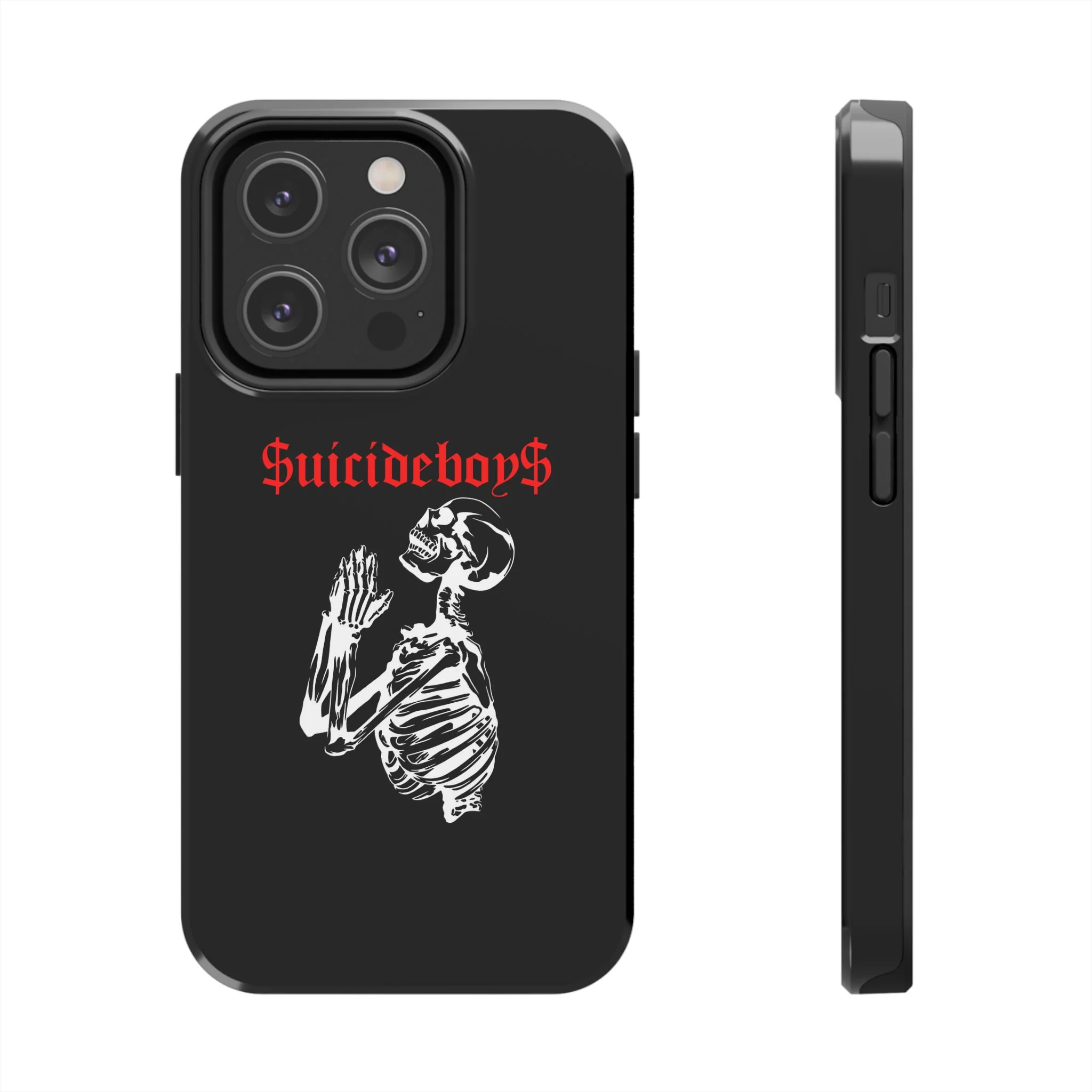 Black Praying Skeleton Tough Phone Case - Image 13