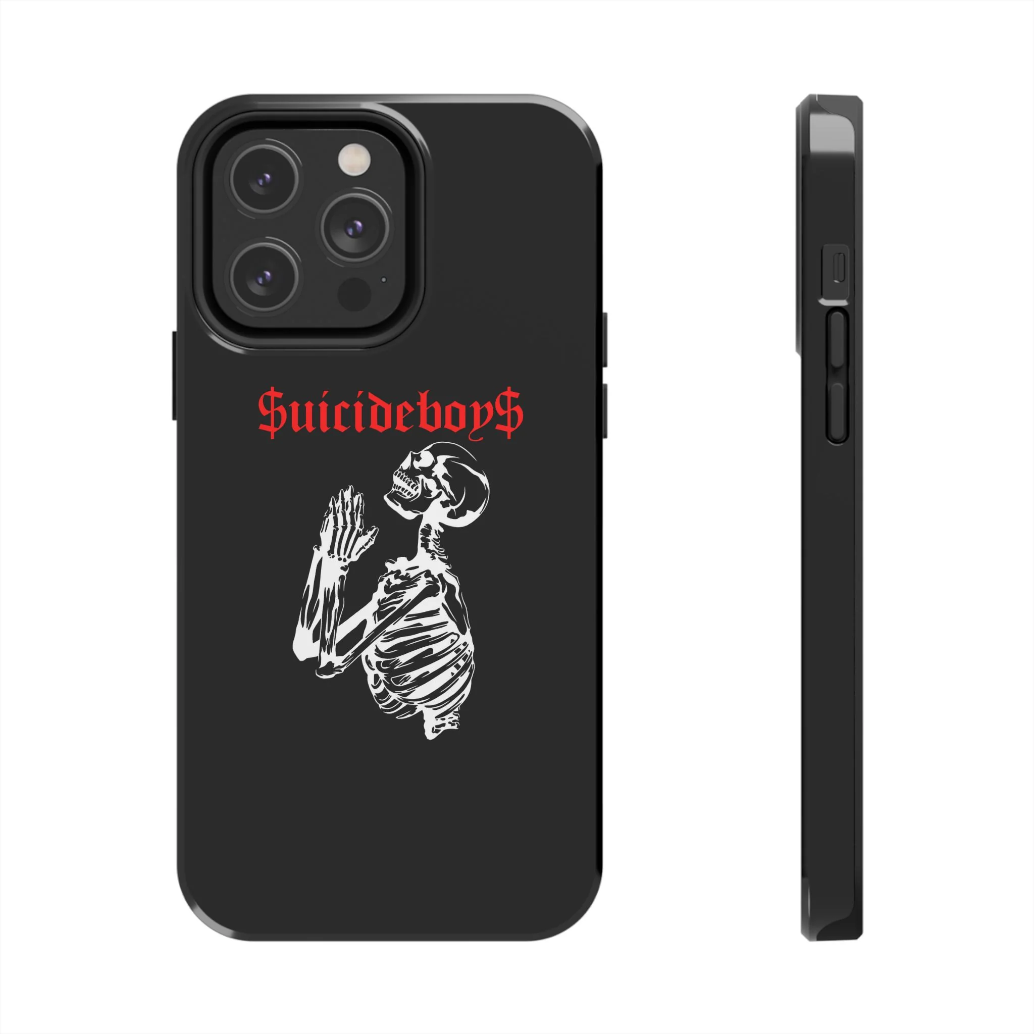 Black Praying Skeleton Tough Phone Case - Image 14