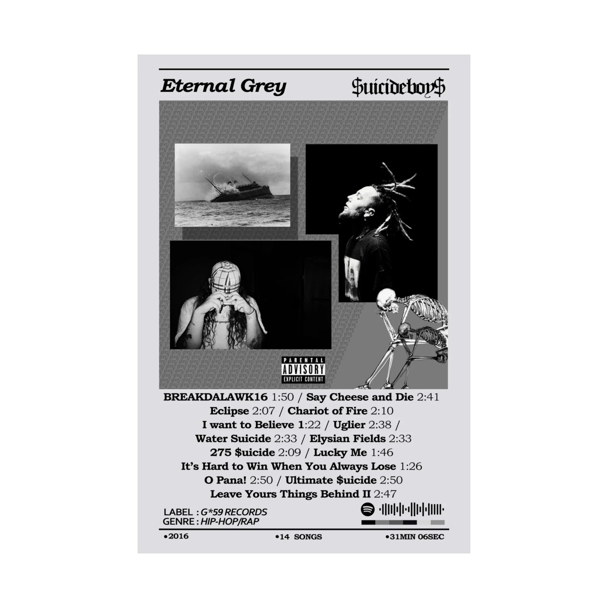 SucideBoys Eternal Grey Album Poster - Image 8
