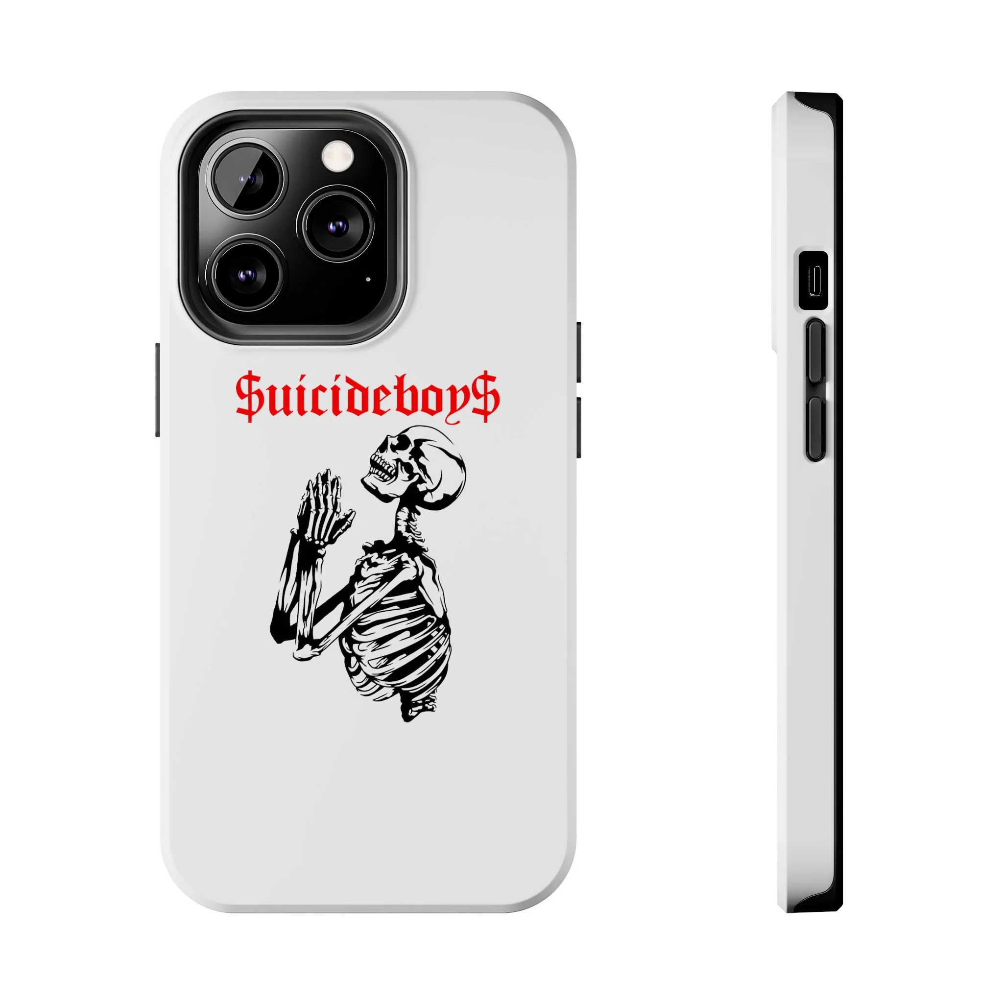 White Praying Skeleton Tough Phone Case - Image 10
