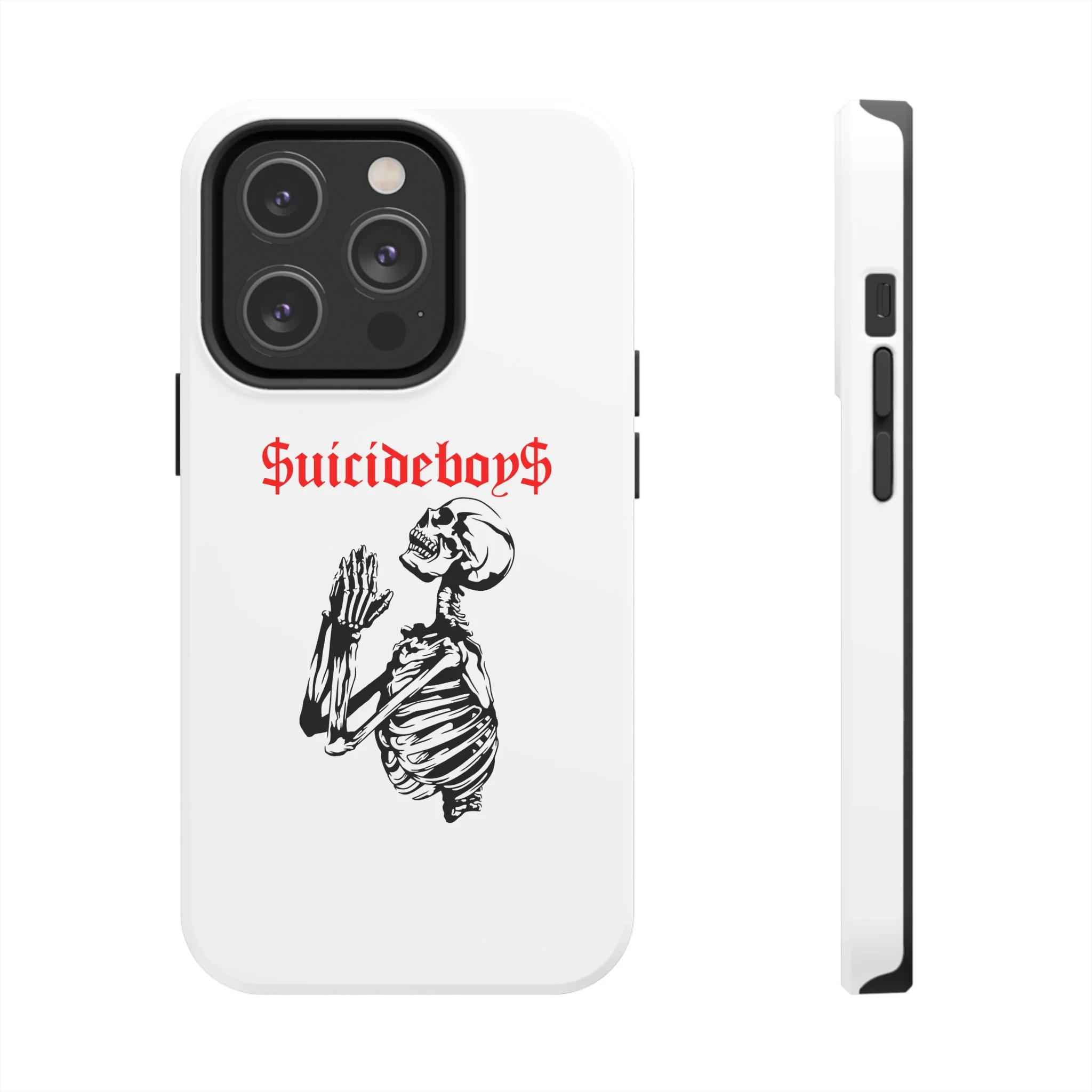 White Praying Skeleton Tough Phone Case - Image 13