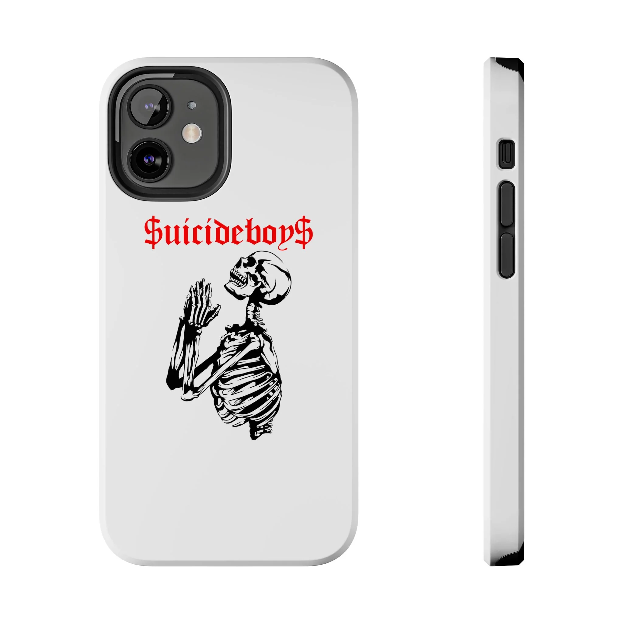 White Praying Skeleton Tough Phone Case - Image 5