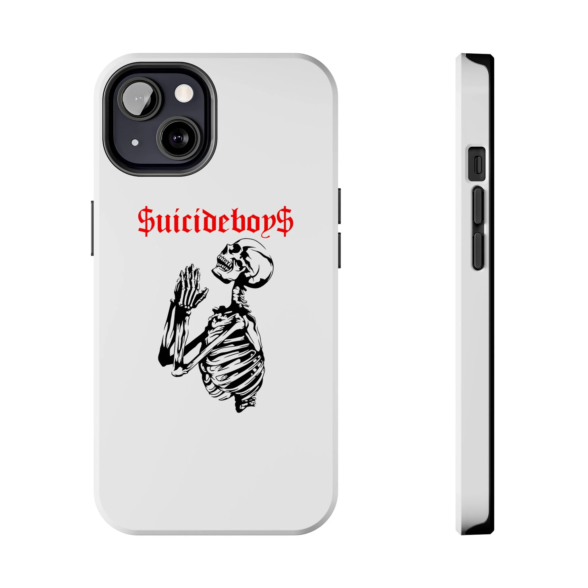 White Praying Skeleton Tough Phone Case - Image 8